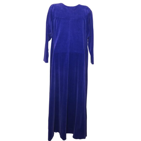 David Brown for I. Magnin & Co. Purple Velour Long Sleeve Caftan Robe Pockets - Picture 16 of 16